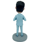 Custom Super Dad Bobblehead In Blue Suit