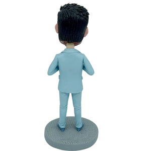Custom Super Dad Bobblehead In Blue Suit
