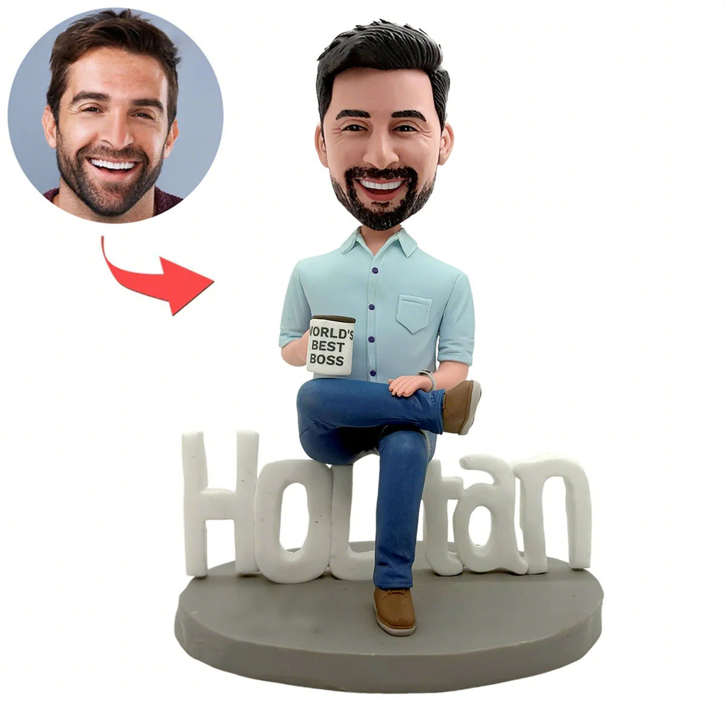 Personalized Bobblehead with "World's Best Boss" Mug