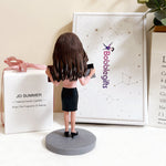 Custom Female Accountant Bobblehead with Calculator & Report