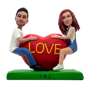 Loving Heart Couple Bobblehead Custom