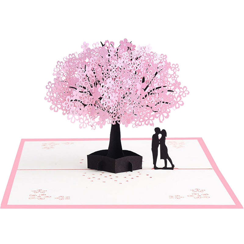 Romantic Couple Under Cherry Tree 3D Pop Up Greeting Card