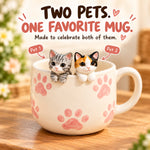 Personalized Two-Pets Coffee Mug with Handmade Pet Figures